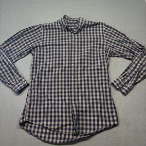 Men’s Lands End Plaid Button Down Blue Yellow Size 16-1/2